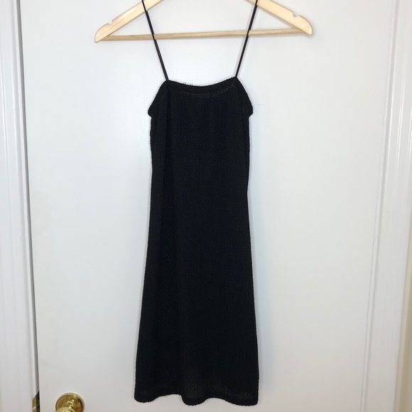 *SOLD* Vintage Black Ribbed Mini Dress - Picture 3 of 6